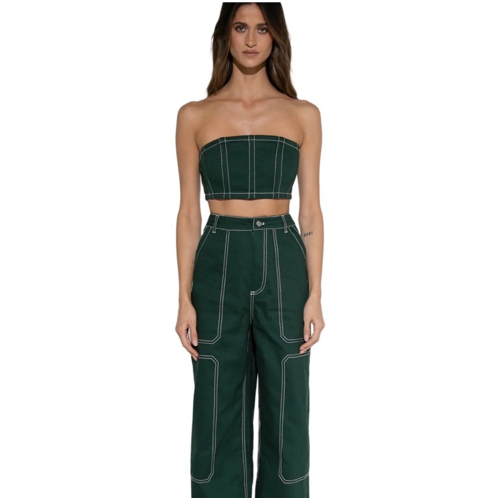 By Dyln green denim crop top